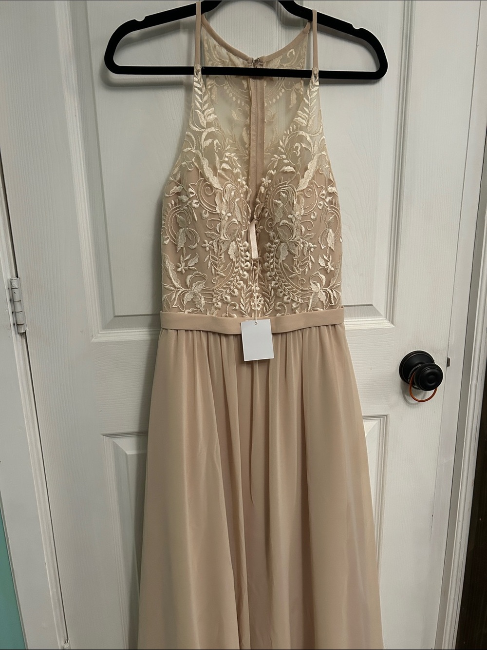 NWT Kennedy Blue champagne maxi dress with lace top
